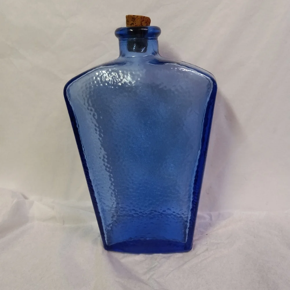 Vintage Canada Cobalt Blue Pebbles Glass Decanter Collectible 8.5